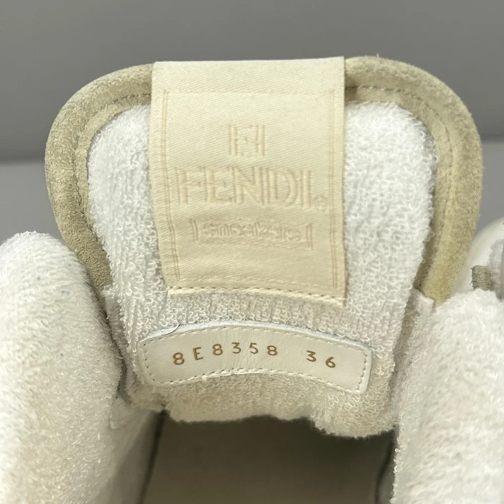 Fendi Shoes Sneakers Womens Size 6 Beige Cream Match High Top Made Italy 8E8358 - Picture 12 of 16